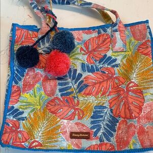 Tommy Bahama Blue and Red Tropical Tote